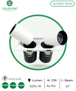 Alternative view of Đèn LED Âm Trần Đôi Spotlight Chỉnh Hướng 2X10W 2X15W 2X20W GSATDR2X
