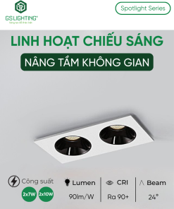 Alternative view of Đèn LED Âm Trần Đôi Chỉnh Hướng 2x7W 2x10W GSATD2X