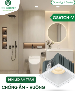 Đèn LED Âm Trần Chống Ẩm Vuông 12W 18W GSATCN-V
